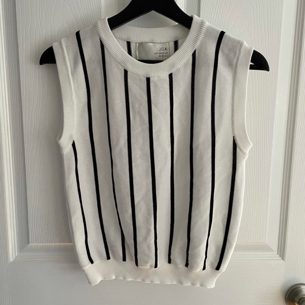 JOA white stripe sweater vest